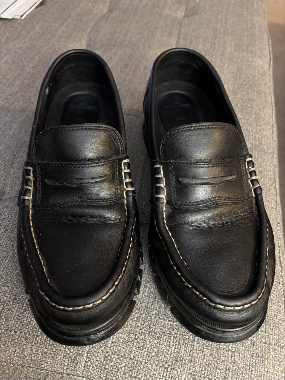 Polo Ralph Lauren Black lug sole leather Penny Loafers men’s 10.5 D casual class